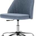 Yapamar Modern Fabric Armless Adjustable Swivel Office Desk Chairs with Wheels - Blue