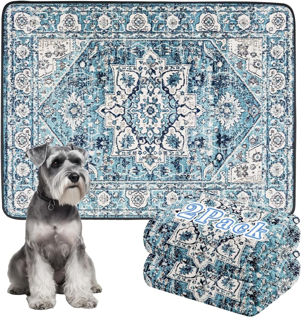 Thicken Washable Pee Pads for Dogs, 2 Pack Waterproof Reusable Pee Pads for Dogs36"x48" Super Absorbent Leakproof Dog Pads, Non-Slip Potty Pads for Floor, Crate, Couch, Whelping Pads Pet Supplies (36"x48" 2Pack, Ocean Blue)