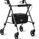 Medline Superlight Folding Aluminum Mobility Rollator Walker, Smoky Blue, 250 lb. Weight Capacity, 6" Wheels, Adjustable Arms and Seat, Foldable Rolling Walker for Seniors