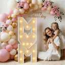 Tongjoy Mother's Day Decorations 4FT Light Up Marquee Letters, LED Letter Lights, DIY Large Heart for Mother's Day Party, Light Up MOM Sign