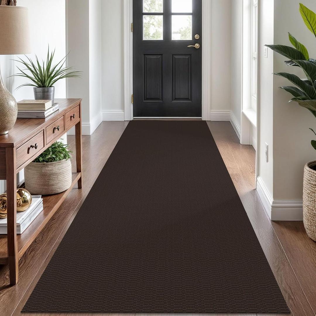 KOZYFLY Washable Runner Rug 3x8 ft Non Slip Runners for Hallways Kitchen Rugs Bobo Entryway Runner Indoor, Carpet Runners for Hall Entryway Bedroom, Dark Coffee/Brown