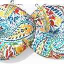 Outdoor Bistro Chair Cushion with Ties, Tufted Patio Chair Cushions Set of 2, Round Seat Cushion 15x15x4 for Home Garden Balcony Office Porch Lawn Deck, Paisley Multi