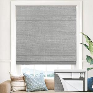 UNISHADES 100% Blackout No Tools No Drill Cordless Roman Shades for Windows, Size 33 3/4" W 60" H (for Windows 34" W 60" H) Blackout - Grey