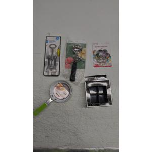 Lot of 5 Kitchen Equipment items, Crave 4 Size cooking cutter set, Silicone Cocktail Ice Cube Tray and Metal CorkScrew, Ice cream scooper with leaver action and 3.5" Aluminum Pan