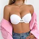 SweatyRocks Women's Strapless Bras Front Closure Padded Underwire Push Up Bra (White, L)