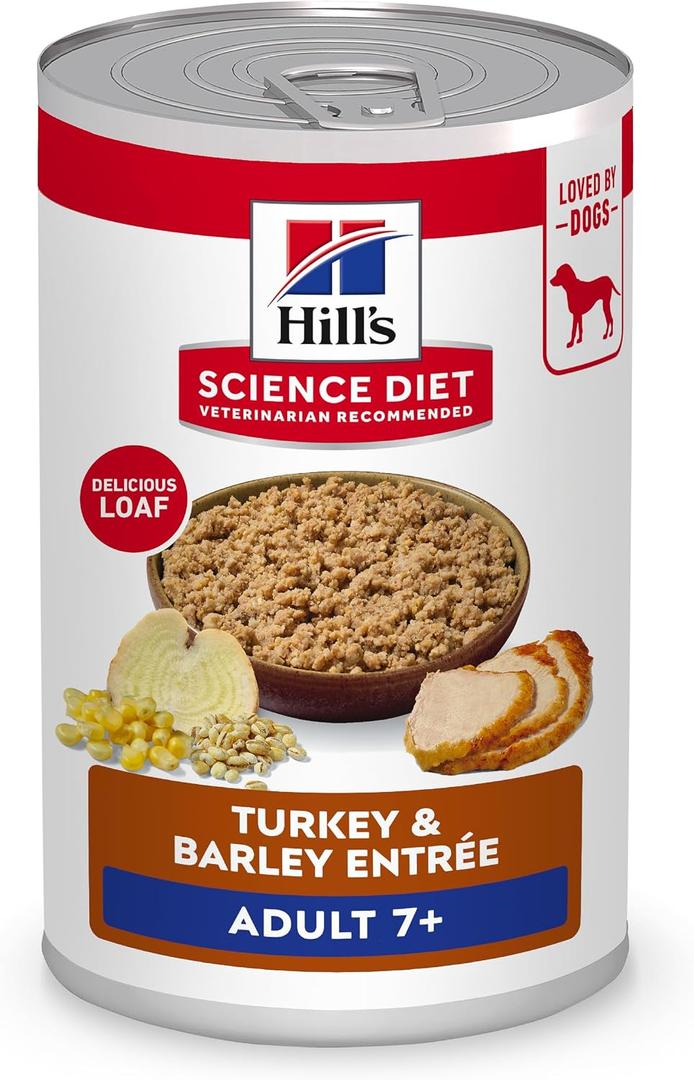 Hill's Science Diet Adult 7+ Wet Dog Food, Turkey & Barley, 13 oz. Cans, 12-Pack, EXP 11/2027