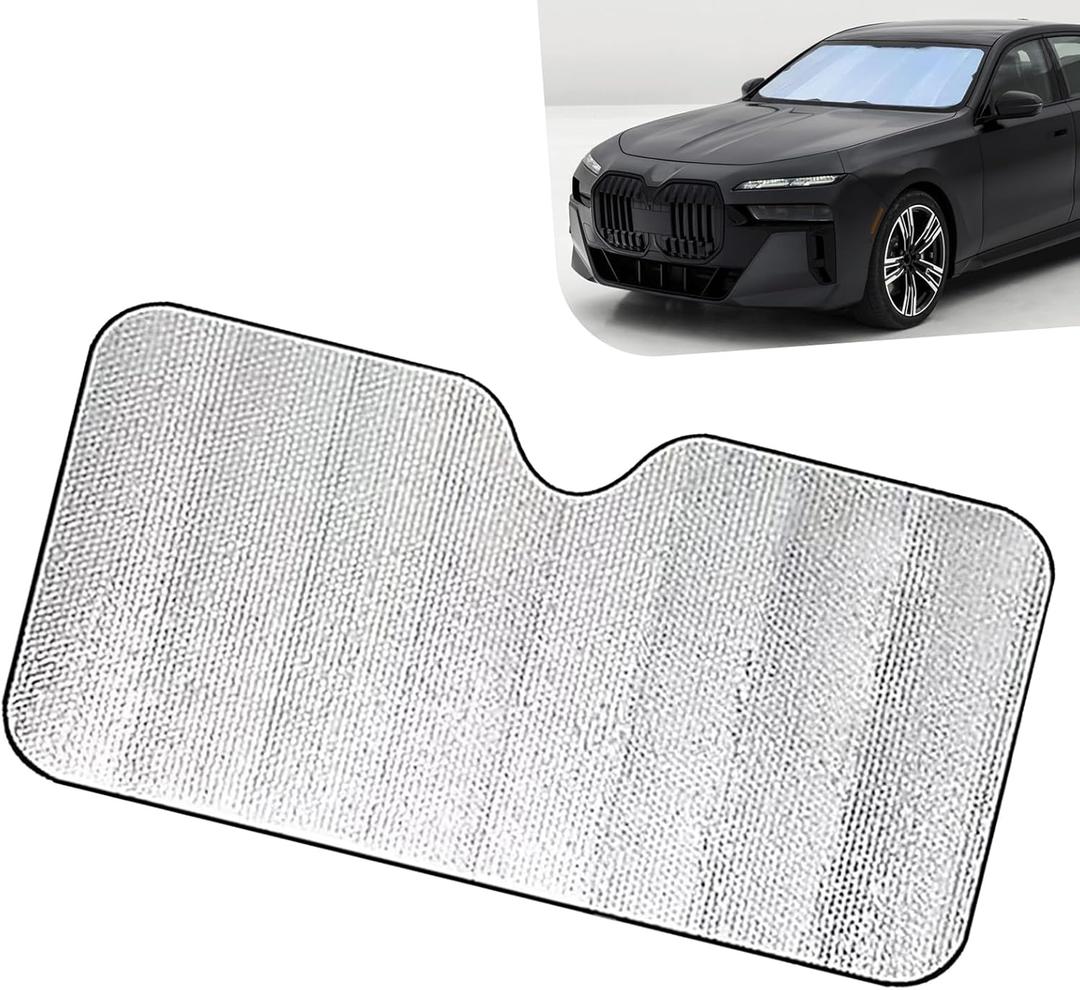 Car Windshield Sun Shade, 51.18" x 23.62" Double Bubble Front Window SunShade, Foldable Windshield Sun Visor for Keeping Vehicle Cool, Universal for Cars Trucks SUVS (Silver)