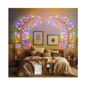 Enchanted Willow Vine Lights for Home Decor with 160LEDs, 8.2FT VoiceActivated Wall Decoration Light, Support Warm and Color Light Mode Switch, Ideal for Christmas, Wedding, Party Decor(Brown)(1PCS)