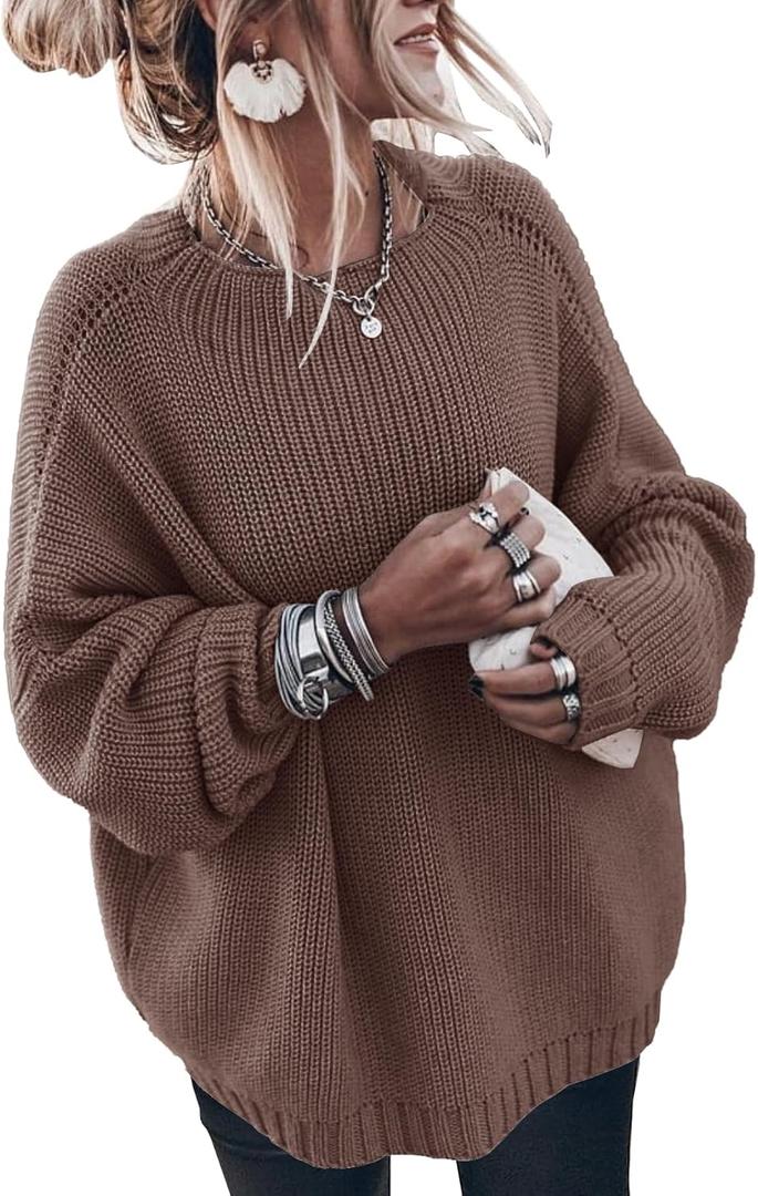 Womens Oversized Sweaters Loose Solid Casual Long Sleeve Mock Neck Knitted Jumper Tops (Small, 41#coffee)
