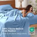 King Size Sheet Set, Viscose Bamboo Sheets for Bed Set 4pcs, 100% Viscose Derived from Bamboo, Hotel Luxury Silky & Cooling for Hot Sleepers, Deep Pocket Up to 17", Light Blue