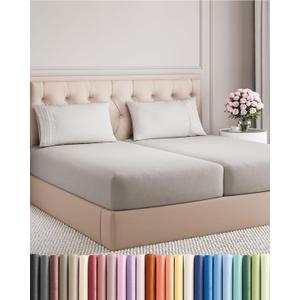 Split King Size 5 Piece Sheet Set - Comfy Breathable & Cooling Bed Sheets Set - Hotel Luxury Bedding for Women, Men, Kids, Teens, Boys & Girls - Deep Pockets and Wrinkle Free - Oeko-Tex - French Grey