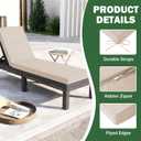 Chaise Lounge Cushions Outdoor, 72x 21x 3 Inch Waterproof & Fade-Resistant Lounge Chair Cushion, Outdoor Chaise Cushion with Removable Cover & Ties for Lawn, Patio, Pool & Beach, Beige