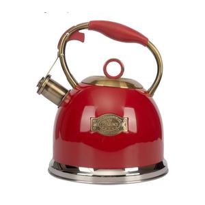 Tea Kettle, Stovetop Whistling Teapot, Stainless Steel, Red, 3.0-Quart