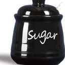 ONTUBE Ceramic Sugar Bowl with Lid and Spoon 12oz (Black)