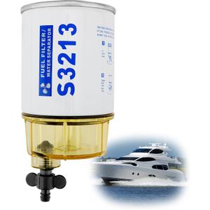 S3213 Fuel Filter Marine Water Separator with Clear Bowl AssemblyReplacement For Marine Outboard Motor Mercury Replaces# 35-60494-1, 18-7932-1, 18-17928, 35-809097