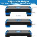 Adjustable Aerobic Exercise Step- Workout Step Platform, 26.5" Step Deck with 4", 6", 8" Height Risers, Women's Home Gym Fitness, 26.5" X 10.5"