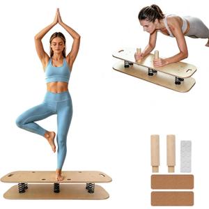Wooden Balance Board – 400 lbs Capacity 360° Dynamic Spring Rebound Wobble Board Exercise Equipment Balance Trainer for Adults Kids Core Strengthening Standing Desk Physical Therapy Surf Training Home Workout