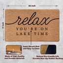 Lake House Decor Door Mat, Relax You're on Lake Time Doormat for Front Door Indoor Outdoor Entrance Porch, Nautical Welcome Mats Doormat Outside, 17x30 Inches
