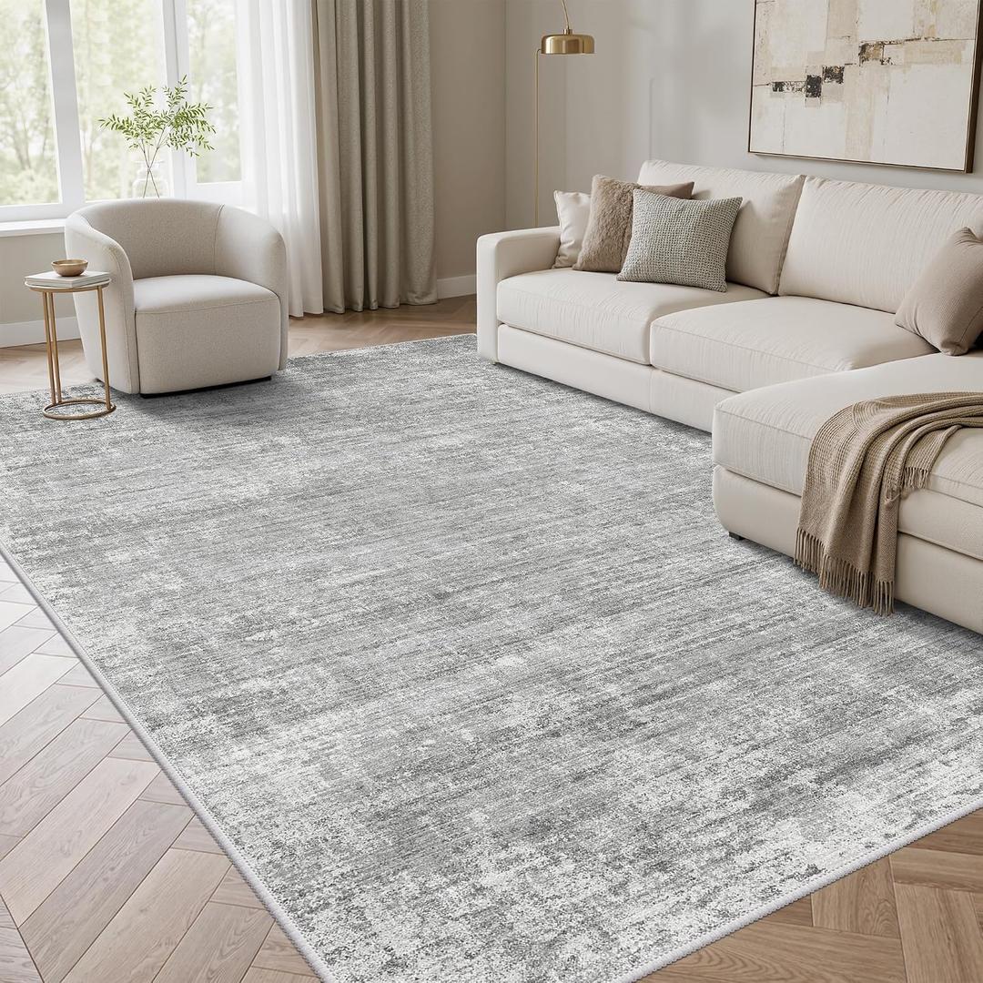 6x9 Rugs for Living Room, Neutral Abstract Washable Rug Grey
Machine Washable, Stain Resistant, Soft Low Pile, Non Slip Backing, Pet&Kid Friendly,Neutral Modern Abstract Home Decor