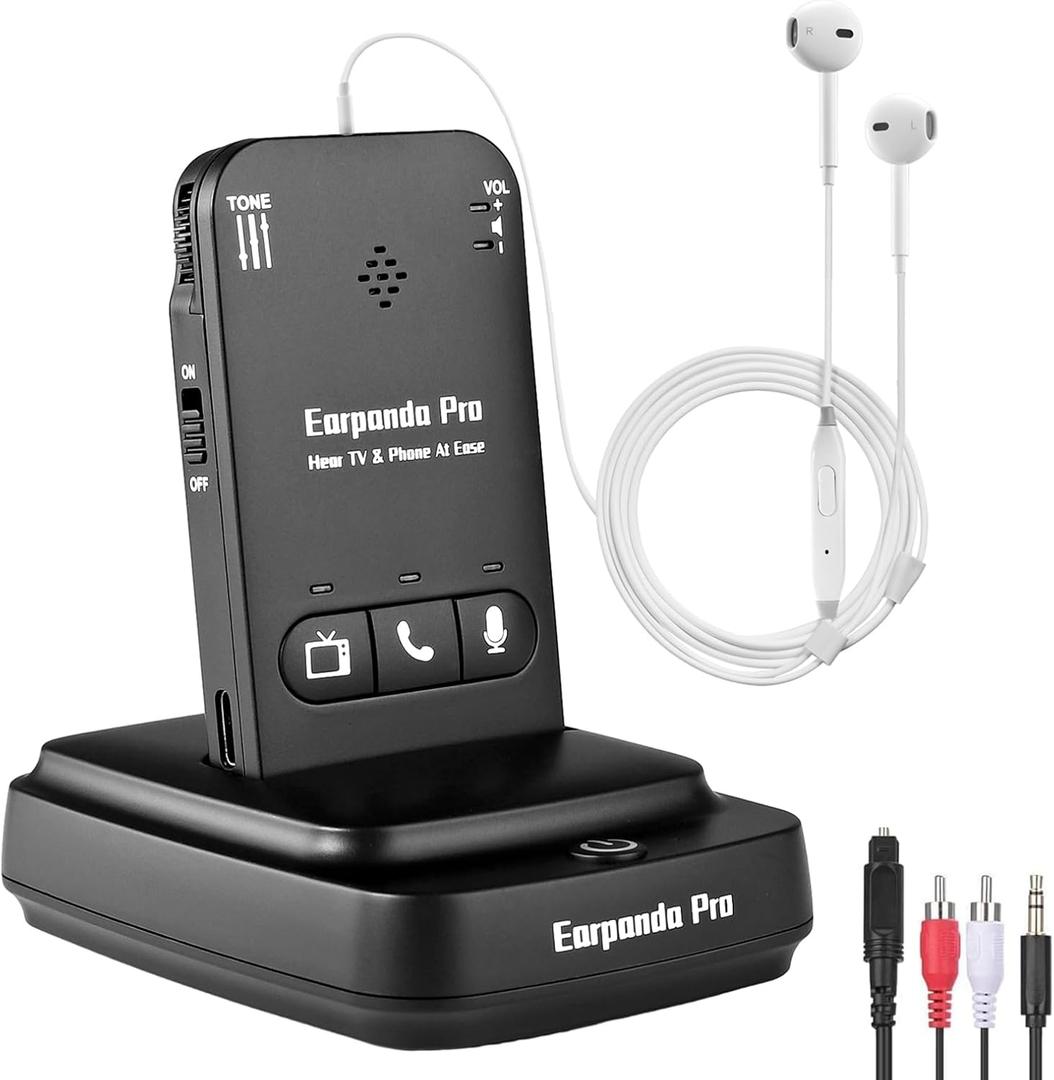 TV Headphones Wireless for Seniors - 100ft Listening, Volume Balance Control, Dual TV/Call Mode, Magnetic Charger & 3 Cables for Elderly Loved Ones with Hearing Loss