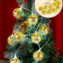 BBTO LED Disco Ball String Light Battery Powered Mirror Balls Ornaments for Outside Backyard Porch 70s 80s Disco Party Supplies(1.57 Inch, Gold)