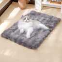 GDCARSL Cat Bed Mat Dog Crate Pads, Cat Beds for Indoor Cats Small Dogs, Plush Pet Bed Mats Faux Fur Dog Crate Mat with Removable Pillow for Cages/Floor/Couch (Grey,M-15.7 * 23.6 in)