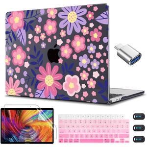 CISSOOK for MacBook Air 13 inch M4 M3 M2 Case 2025 2024 2023 2022, Hard Shell Case Keyboard Skin Screen Protector for MacBook Air 13.6 A3240 A3113 A2681, Stylized Flowers