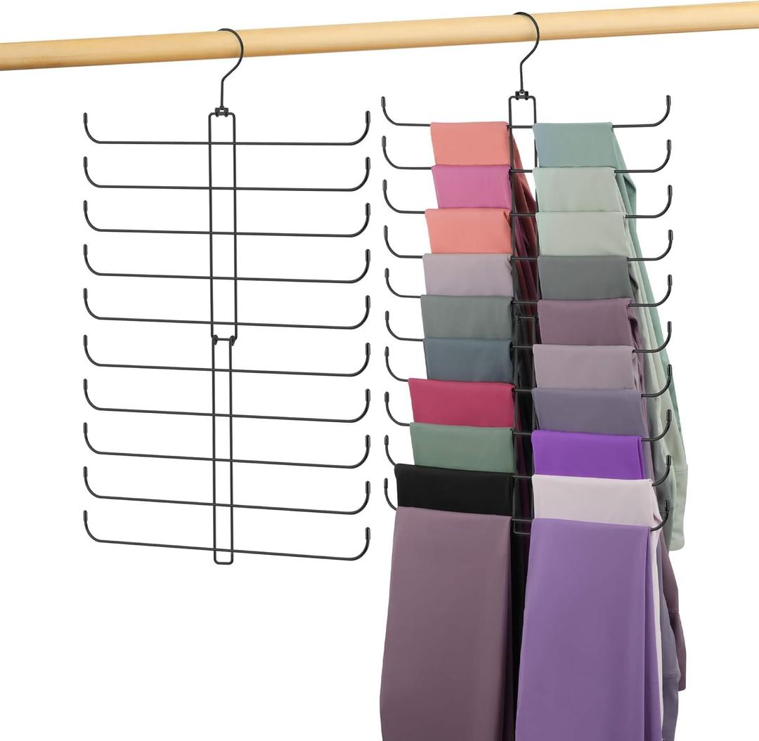 Leggings Hangers for Closet, Metal Yoga Pant Legging Organizer Holds 20 Leggings, 360 Rotating Space Saving Hanging Closet Organizers and Storage, Black (1 PACK)