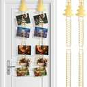 Christmas Card Holder with Over Door Hooks 23.62 Inches Christmas Metal Hanging Picture Display Decorative Wall Photo Display for Window Xmas Tree Decorations Ornament