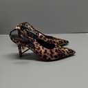 Coutgo Womens Slingback Kitten Heels Closed Pointed Toe Pumps Ankle Strap Work Dress Shoes, Leopard, Size 7