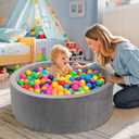 Foam Baby Ball Pit, 35.4"x 11.8" Ball Pits for Toddlers, Soft Round Kiddie Playpen Ball Pool for Kids with Soft Memory Sponge, Ideal Gift for Babies Indoor and Outdoor Game,Grey(Balls not Included)