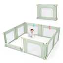 Baby Playpen Foldable Large Play Pen for Toddlers 1-3, 79(L) X71(W) X27(H) Pre-Assembled Playard for Indoor, Adjustable Mesh Breathable Floor Playpen Certified Safe Baby Product (Green)