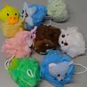 Boao 8 Pieces Kids Bath Loofahs Animal Bath Sponge Cartoon Shower Loofahs Cute Pouf Mesh Body Loofah Colorful Body Scrubber Shower Balls for Boys Girls Adults