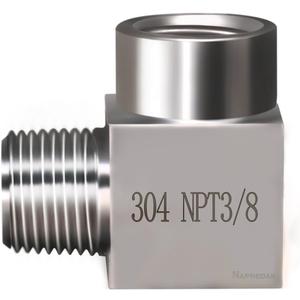 90 degree elbow pipe fitting NPT 3/8 male to NPT 3/8 female Forged street elbow, stainless steel high pressure hose elbow fitting for pressure gauge, 4350 psi, 1 pc