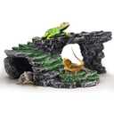 GOZILLA Basking Platform Step Ledge,Reptile Hideout Turtle Tank Accessories Decorations,Turtle Basking Platform Habitat for Turtles,Leopard Gecko and Bearded Dragon.(Black-M-Kit)