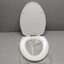 Mayfair Linden Slow Close Toilet Seat, Non Slip Heavy Duty Wood, Easy Install, Elongated, White