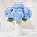 4 Pcs Blue Hydrangea Artificial Flowers, Latex Real Touch Hydrangea Flowers, 19.6'' Full Faux Hydrangea Flowers Fake Flowers for Home Decor Party Wedding Centerpiece Bouquet Floral Arrangements