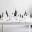 Christmas Centerpieces for Tables - 5 Pcs Wooden Christmas Table Decor with Foldable Church, Santa, Snowman, Reindeer, Tree for Mantel, Shelf, Xmas Tabletop Decorations (White)