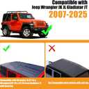 Zorik Heavy Duty Roof Rack Cross Bars for Jeep Wrangler JK JL & Gladiator JT 4-Door (2007-2025), 220LB Capacity Aluminum Cargo Carrier for Roof Top Tent, Kayak, Canoe, No-Drill Hard Top Installation
