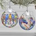 Five Little Birds 2025 Christmas Tree Ornaments - Stained Glass, Holiday & Christmas Tree Decor, Gift Idea & Exchange