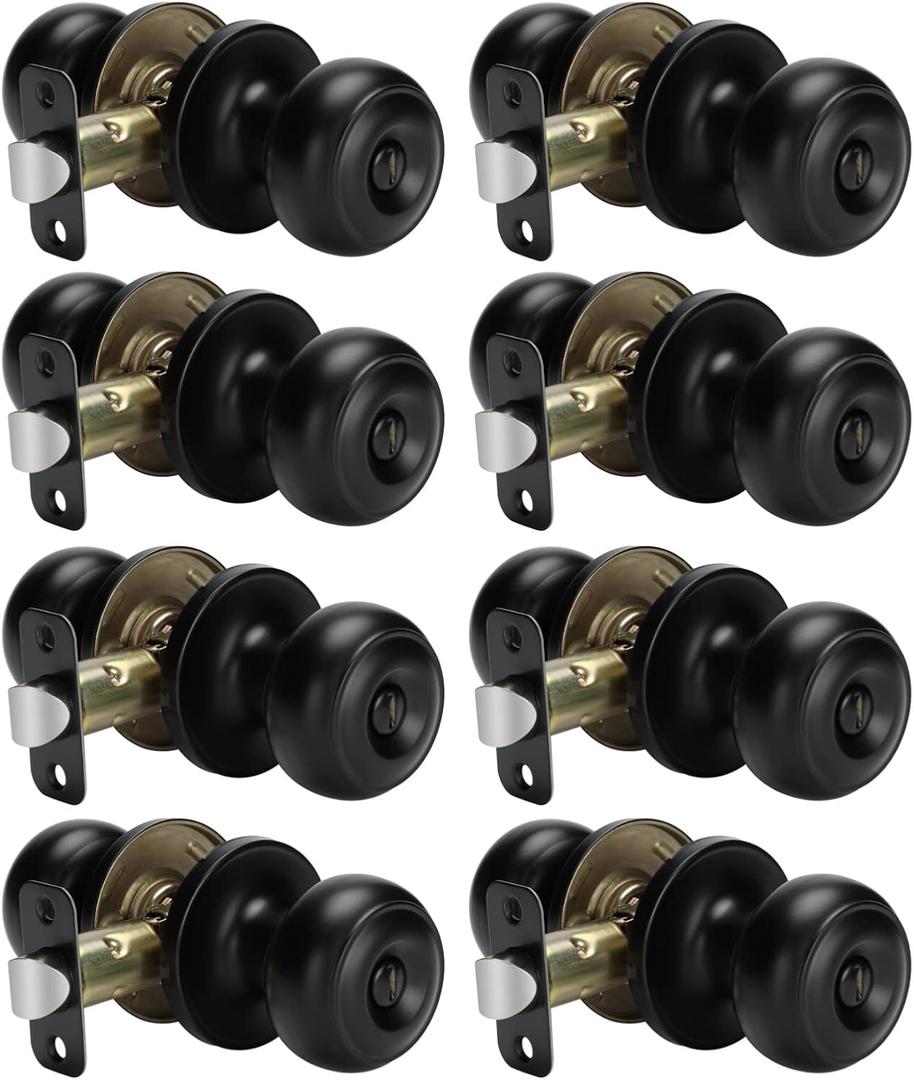goldenwarm Black Interior Door Knobs, Matte Black Privacy Door Knob, Black Bedroom Door Knobs, Black Door Knobs Interior Bulk, Indoor Bathroom Door Knob(8 Pack, Matte Black)