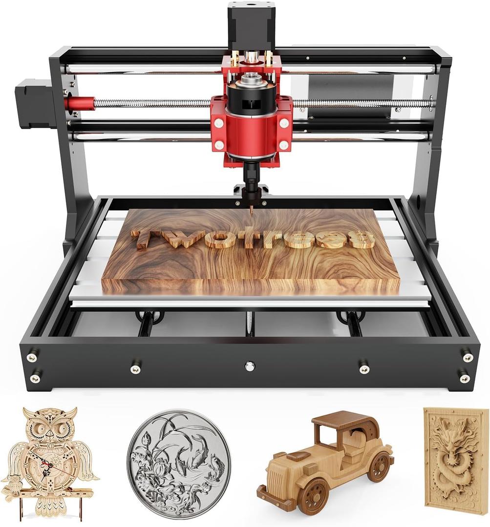 Twotrees TTC3018 Pro All-Metal CNC Router Machine, Upgraded 3-Axis GRBL Control Engraver with 2.4G Wi-Fi & Offline TF Card, 0.1mm Precision 300x180x40mm (TTC3018 Pro)