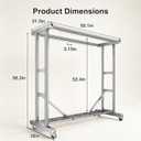 Stainless Steel Rolling Clothes Rack, 55 Inch Large Size, 700 LBS Capacity, 26"D x 55"W x 58"H