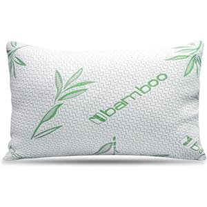 Queen Size Rayon Derived from Bamboo Pillow, Cooling Shredded Memory Foam Bed Pillows Sets for Back, Stomach, Side Sleepers, Adjustable to Soft/Firm, Washable Cover, Queen (Pack of 1), White 