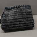 BEDELITE Fleece Throw Blanket for Couch - 300GSM Soft & Warm Fluffy Charcoal Grey Blanket, Decorative and Giftable Striped Blankets for Women, Men, 50"x60"
