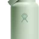 Hydro Flask Water Bottle - Insulated Stainless Steel - Wide Mouth Flex Straw Lid, Non Spill, Leakproof and Refillable in 32 Oz Aloe Green