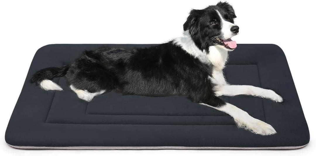 JoicyCo Dog Bed Soft Dog Crate Bed Pad Mat, 36 in Non Slip Bottom Washable Beds for Medium and Large Dogs, Pet Bed Mattress Kennel Pad, Dark Gray (36.0"L x 23.0"W x 1.2"Th)