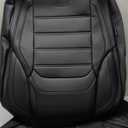 Skechers MAX Cushioning Seat Covers,Memory Foam Leather Car Seat Covers,Waterproof Car Seat Protector Front Seats,Car Seat Cushion Airbag Automotive Universal Fit for Most Cars,Vans,Trucks,SUV,Black (Two Front, Black & Black)
