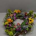 Nearly Natural 24-Inch Spring Garden Wreath with Twig Base, Multicolored/Green