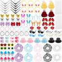 100Pcs Cute Rubber Duck Accessories to wear, Mini DIY Accessories for 2in Rubber Duck Decoration, Various Style - Hats Glasses Earphones Necklaces Crowns Bow Ties